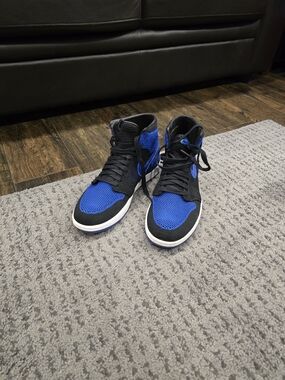Jordan 1 Knit Blue and Black High-Top Sneakers